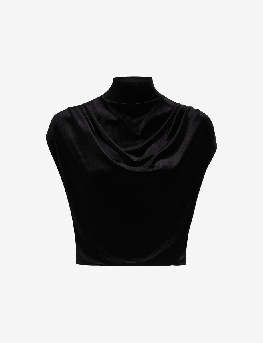 Commando Velvet Draped Mockneck Crop Top