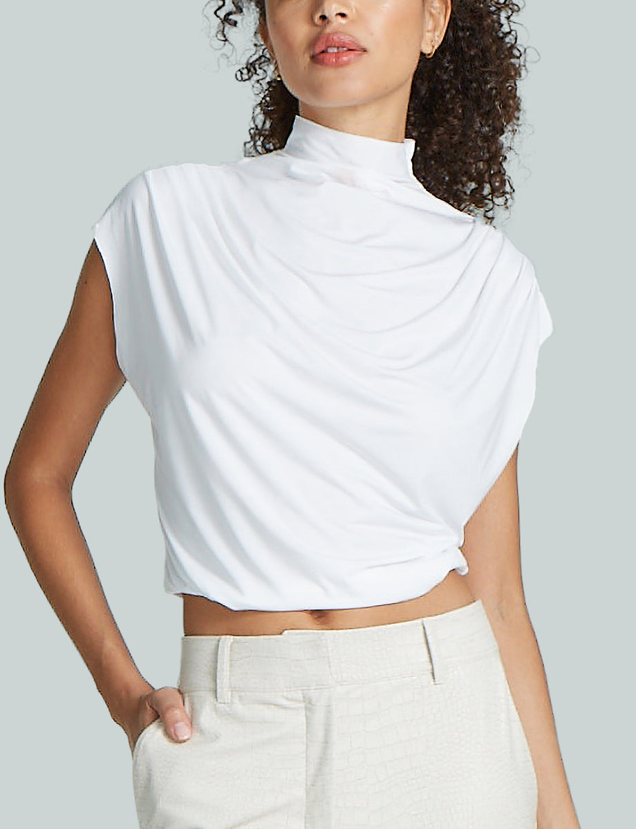 Commando Butter Draped Mockneck Short Sleeve Crop Top