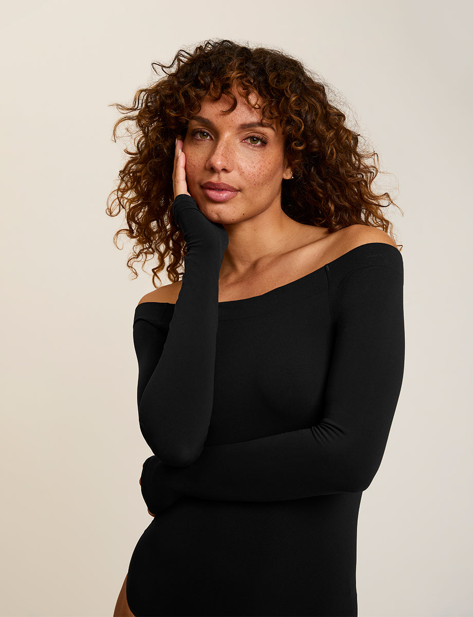 Commando Ballet Off-Shoulder Bodysuit with Thumbholes