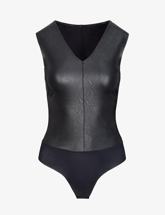 Commando Faux Leather V-Neck Bodysuit