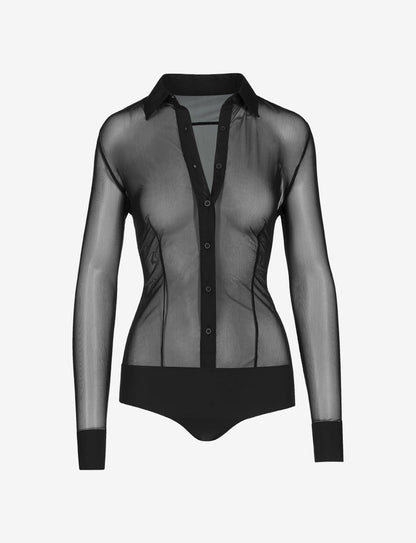 Commando Chic Mesh Button Down Bodysuit