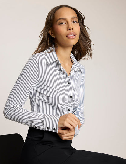 Commando Yarn Dyed Stripes Button Down Long Sleeve Bodysuit