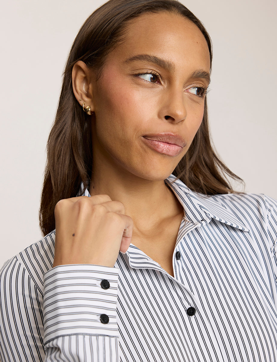 Commando Yarn Dyed Stripes Button Down Long Sleeve Bodysuit