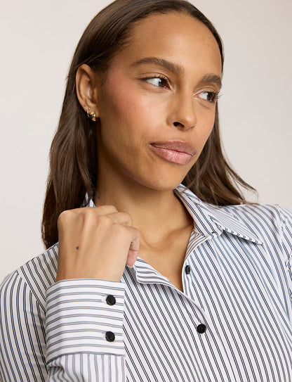 Commando Yarn Dyed Stripes Button Down Long Sleeve Bodysuit
