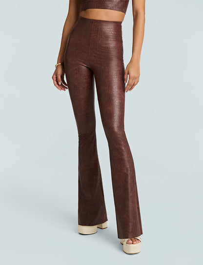Commando Faux Leather Animal Flared Legging