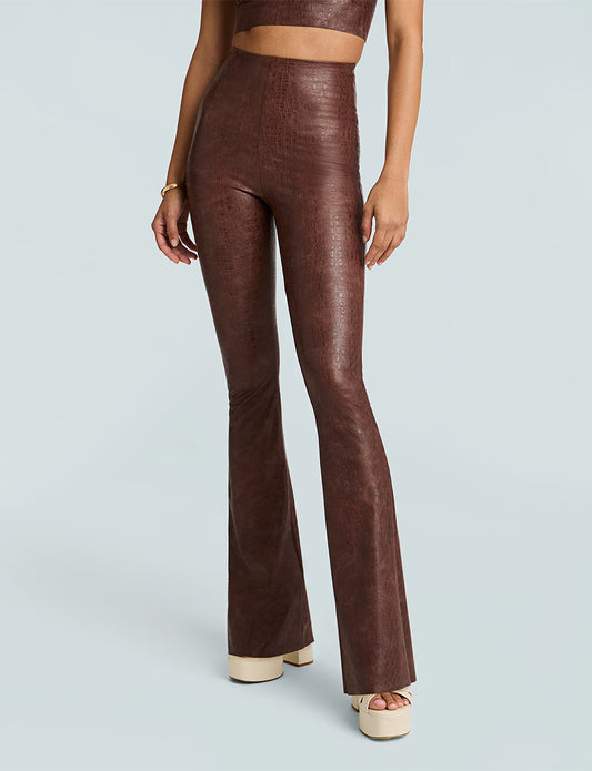 Commando Faux Leather Animal Flared Legging