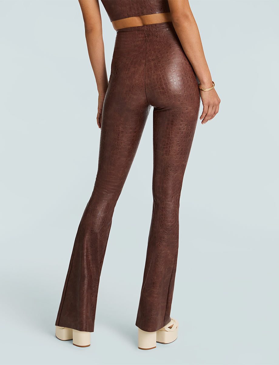 Commando Faux Leather Animal Flared Legging