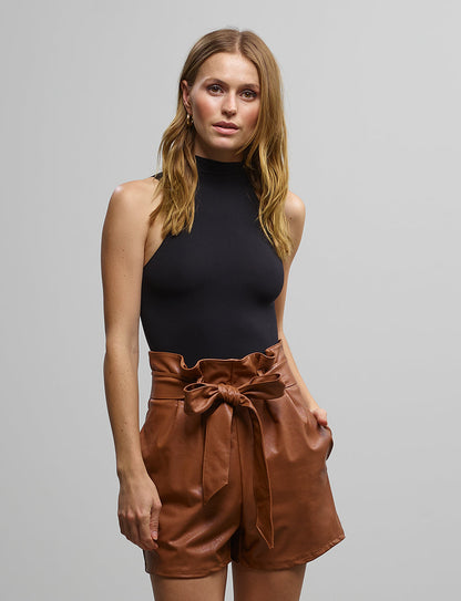 Commando Faux Leather Paperbag Short