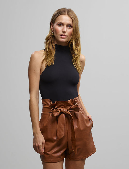 Commando Faux Leather Paperbag Short