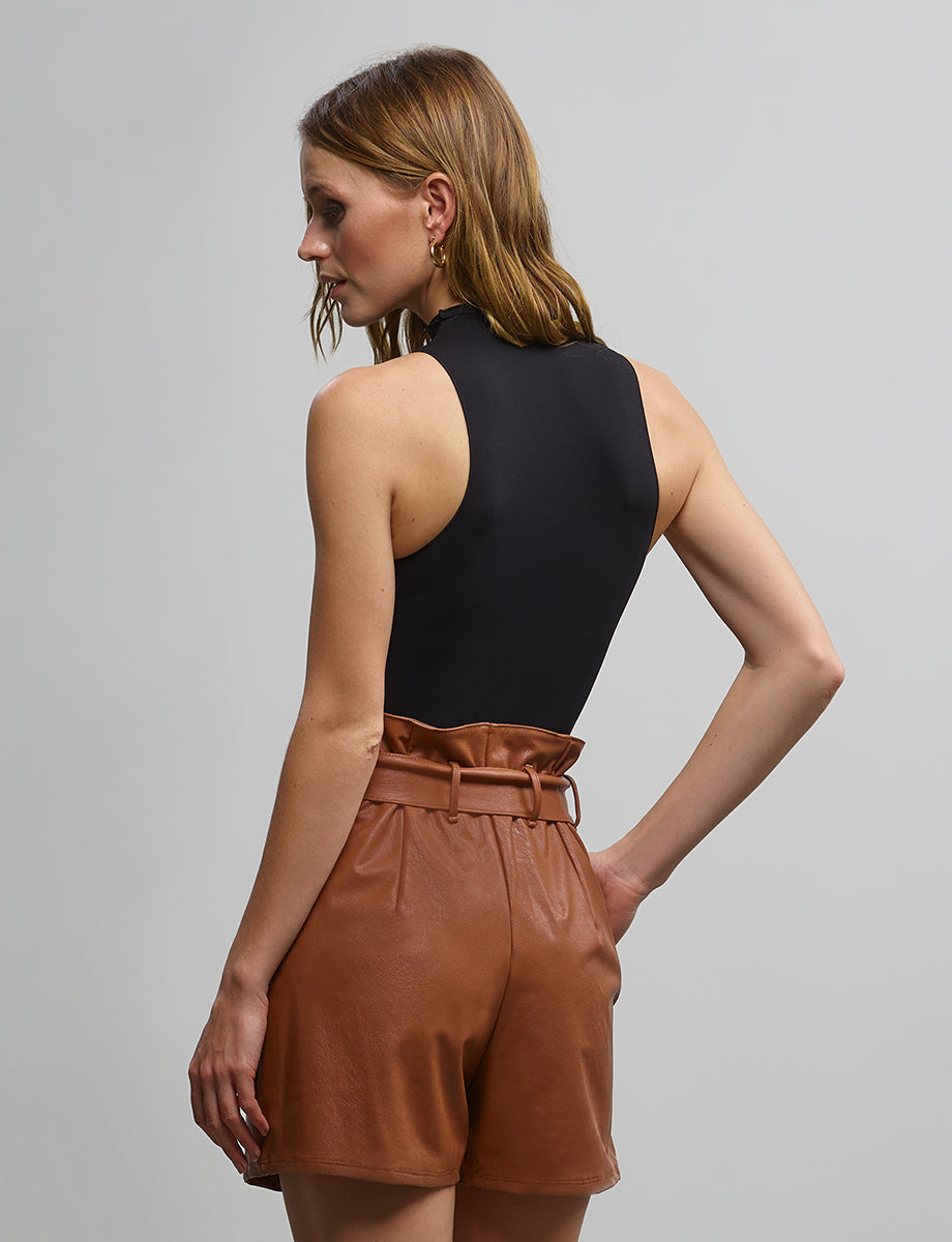 Commando Faux Leather Paperbag Short