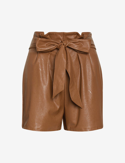Commando Faux Leather Paperbag Short