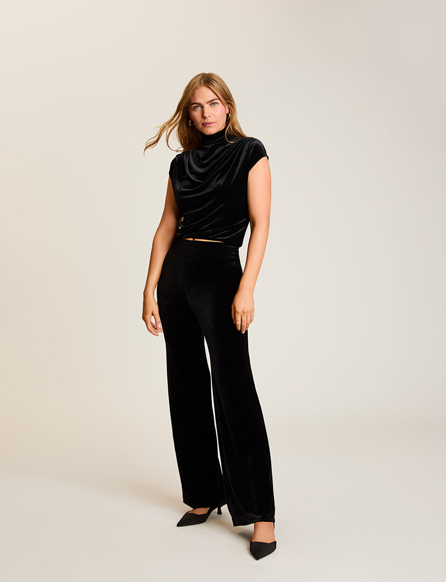 Commando Velvet Draped Mockneck Crop Top