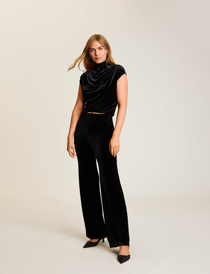 Commando Velvet Draped Mockneck Crop Top