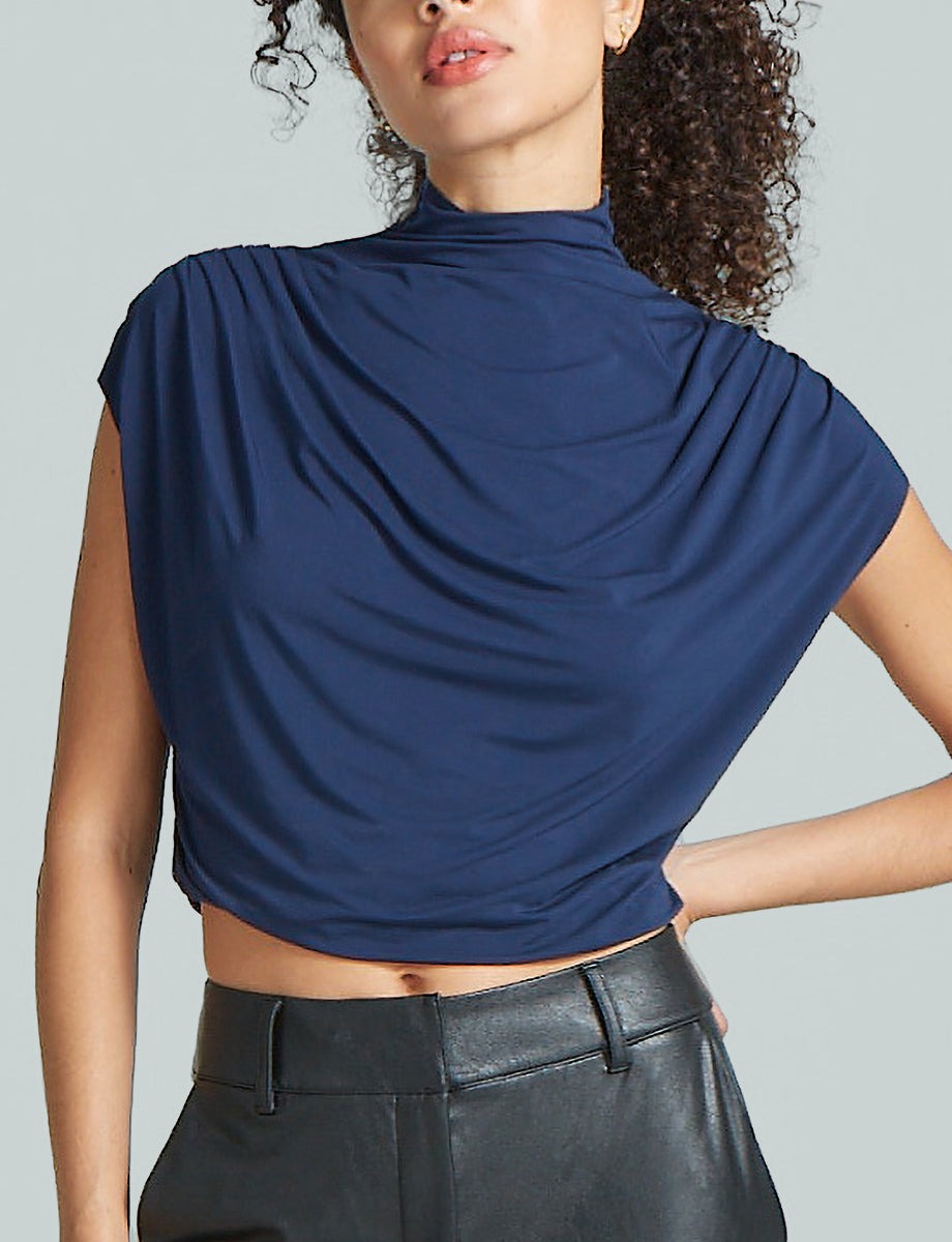 Commando Butter Draped Mockneck Short Sleeve Crop Top
