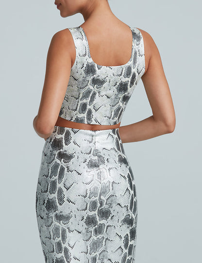Commando Faux Leather Animal Squareneck Crop Top