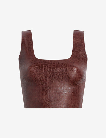 Commando Faux Leather Animal Squareneck Crop Top