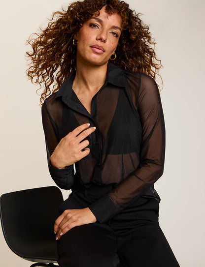 Commando Chic Mesh Button Down Shirt