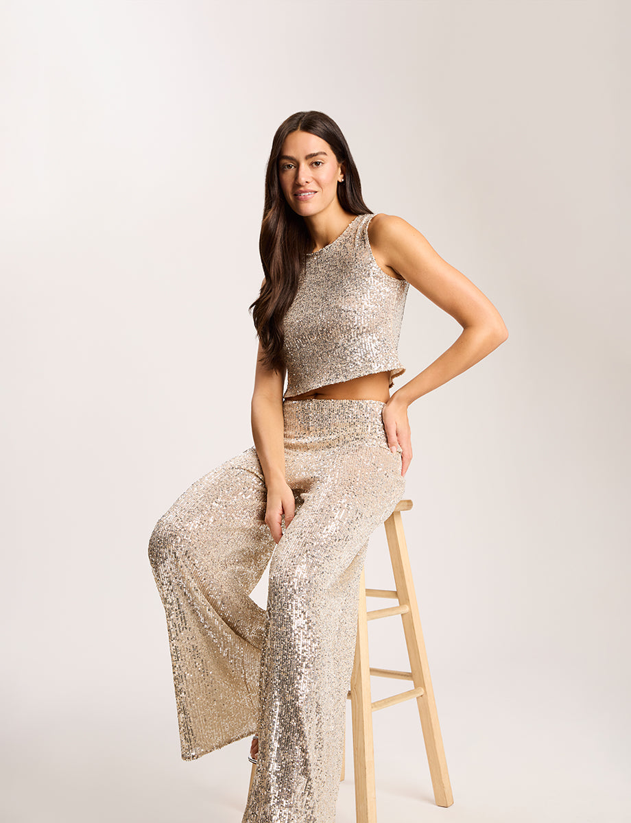 Commando Sequin Mesh Muscle Crop Top