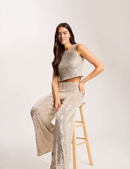 Commando Sequin Mesh Muscle Crop Top